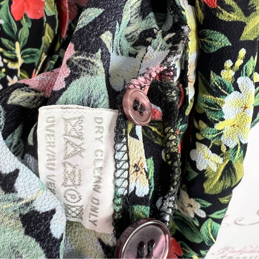 Liz Claiborne Button up Hawaiian πΊ print flowers Black Floral Button-Down Shirt - Picture 9 of 10